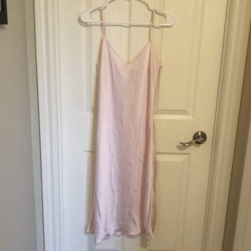 La Chateau navy halter dress, Aritzia light pink dress, Misty Rose lilac dress